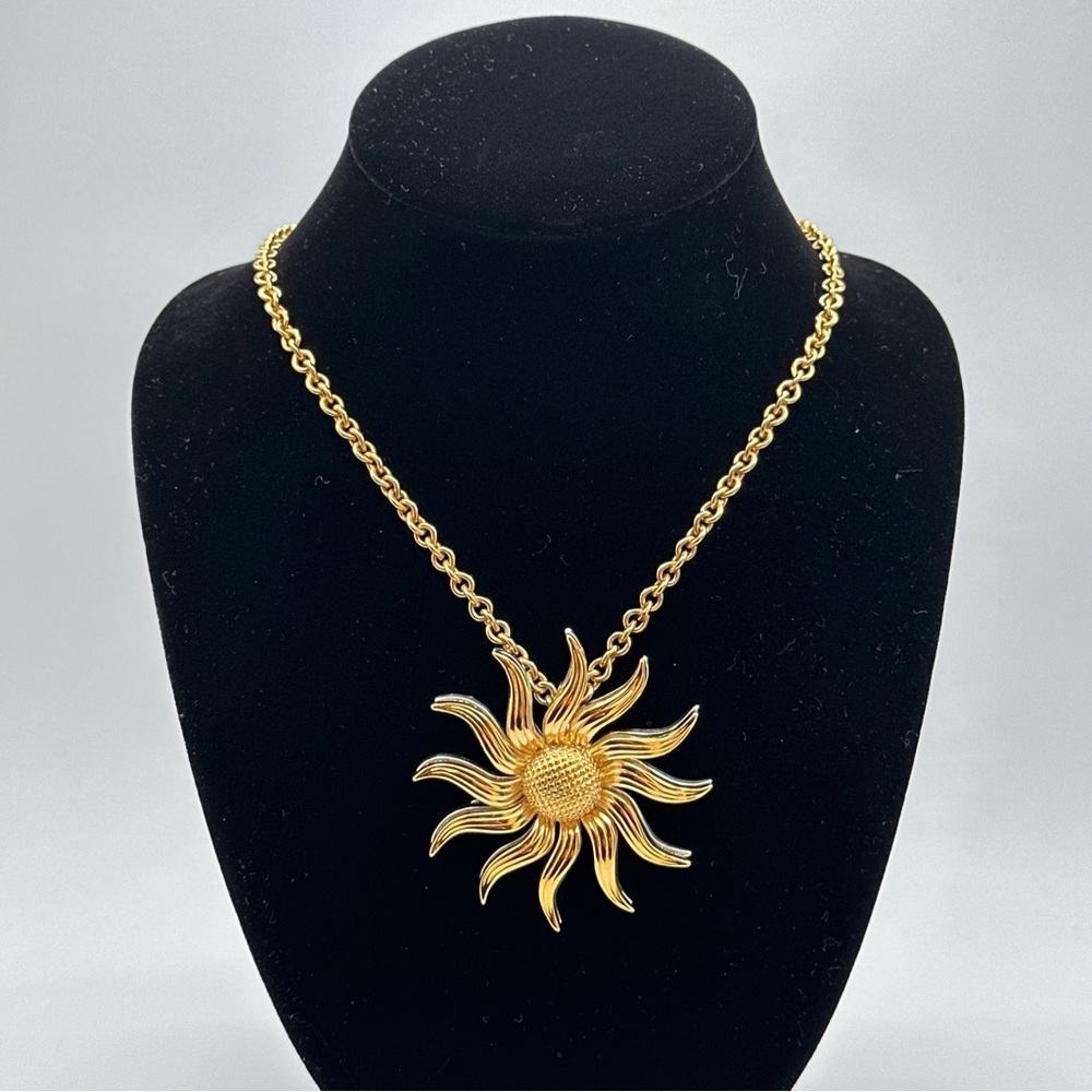Vintage KJL sunshine, sunflower necklace brooch #247